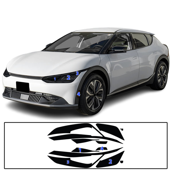Full Headlight Taillight Precut Smoked PPF Tint Kit Film Overlay Fits Kia EV6 2021-2024