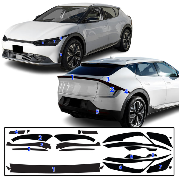 Full Headlight Taillight Precut Smoked PPF Tint Kit Film Overlay Fits Kia EV6 2021-2024
