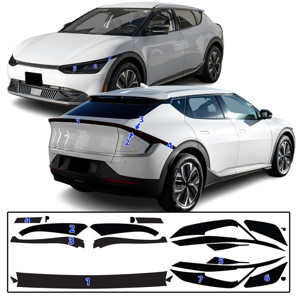 Full Headlight Taillight Precut Smoked PPF Tint Kit Film Overlay Fits Kia EV6 2021-2024