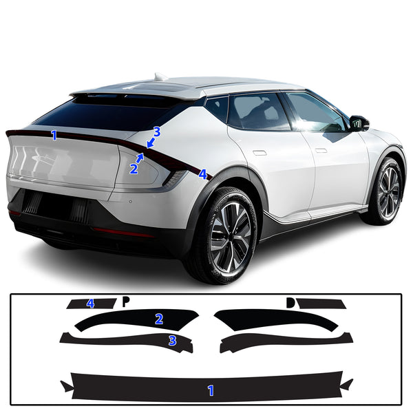 Full Headlight Taillight Precut Smoked PPF Tint Kit Film Overlay Fits Kia EV6 2021-2024