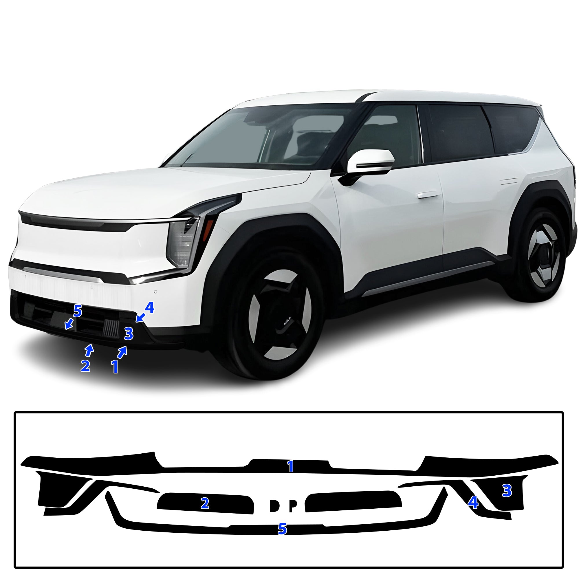 Kia EV9 2024-2026 Blackout Chrome Delete Kit – Precut Gloss Black Vinyl Overlays