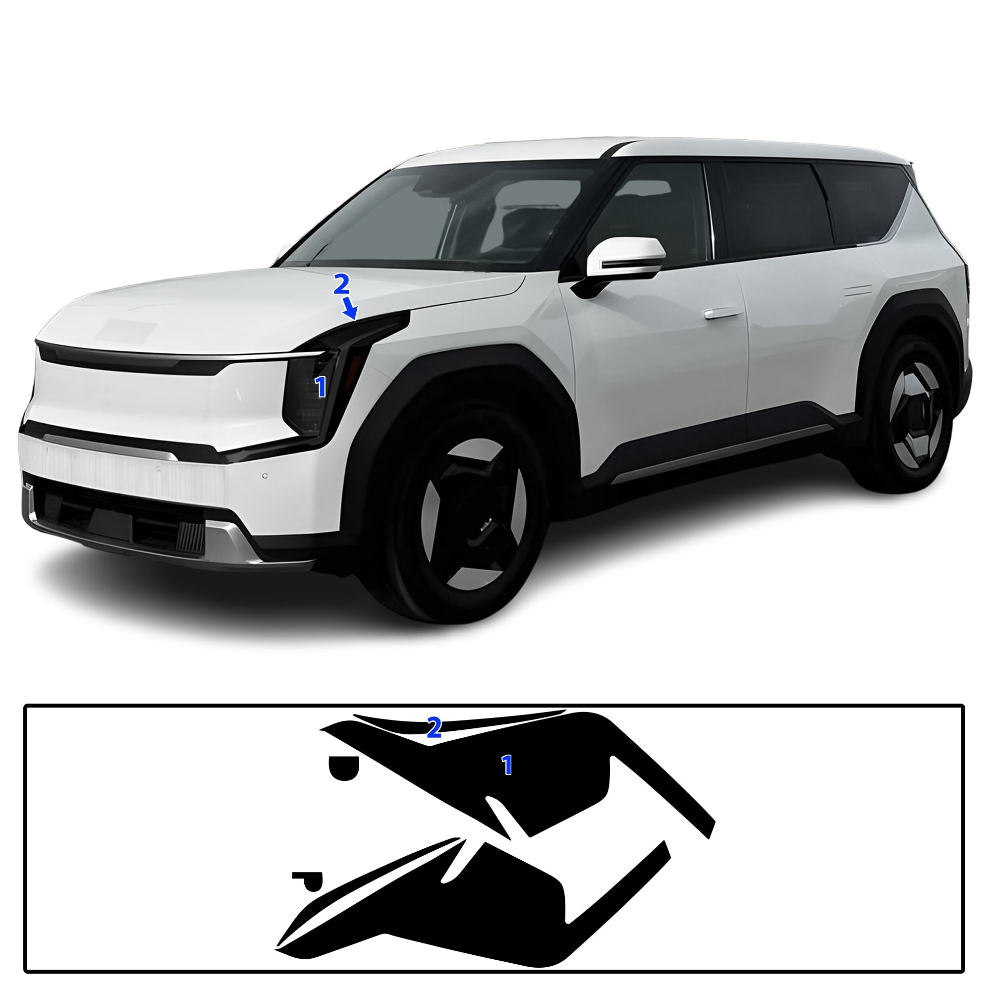 KIA EV9 2024–2026 Dark Smoke Headlight & Taillight Tint Kit – Precut Vinyl Lens Overlays
