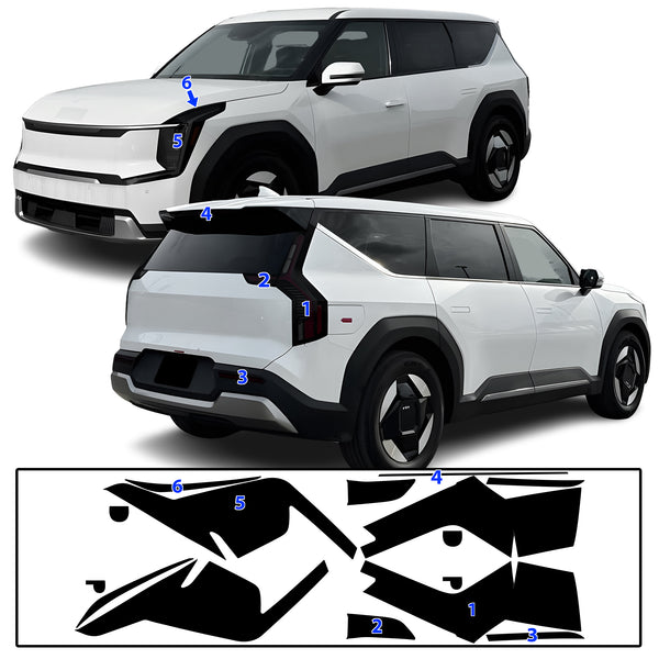 Fits Kia Ev9 2024-2026 Full Headlight Taillight Precut Smoked PPF Tint Kit Film Overlay