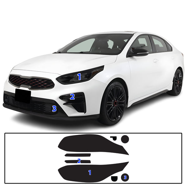 Full Headlight Taillight Precut Smoked PPF Tint Kit Film Overlay Fits Kia Forte 2019-2021