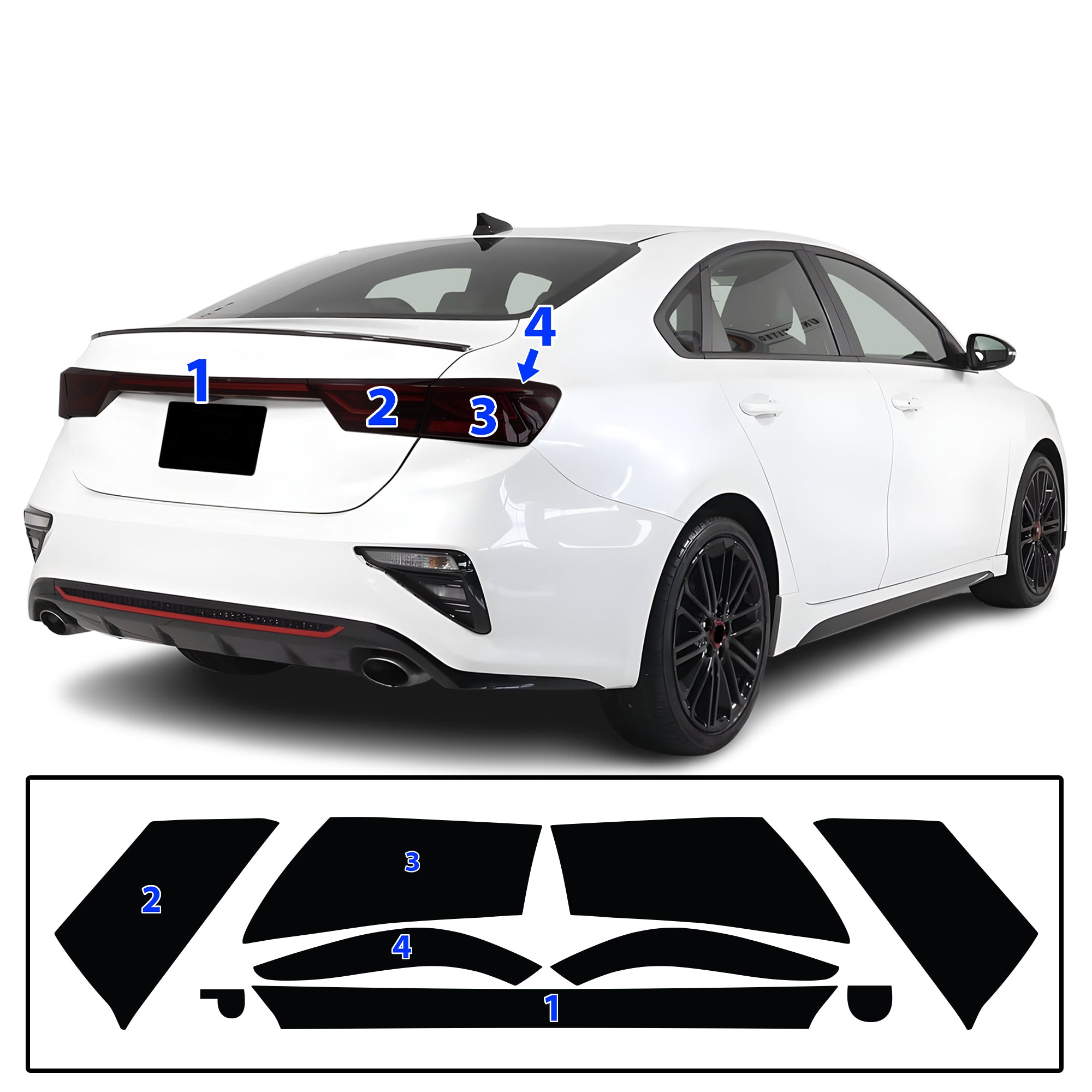 KIA Forte 2019–2021 Dark Smoke Headlight & Taillight Tint Kit – Precut Vinyl Lens Overlays
