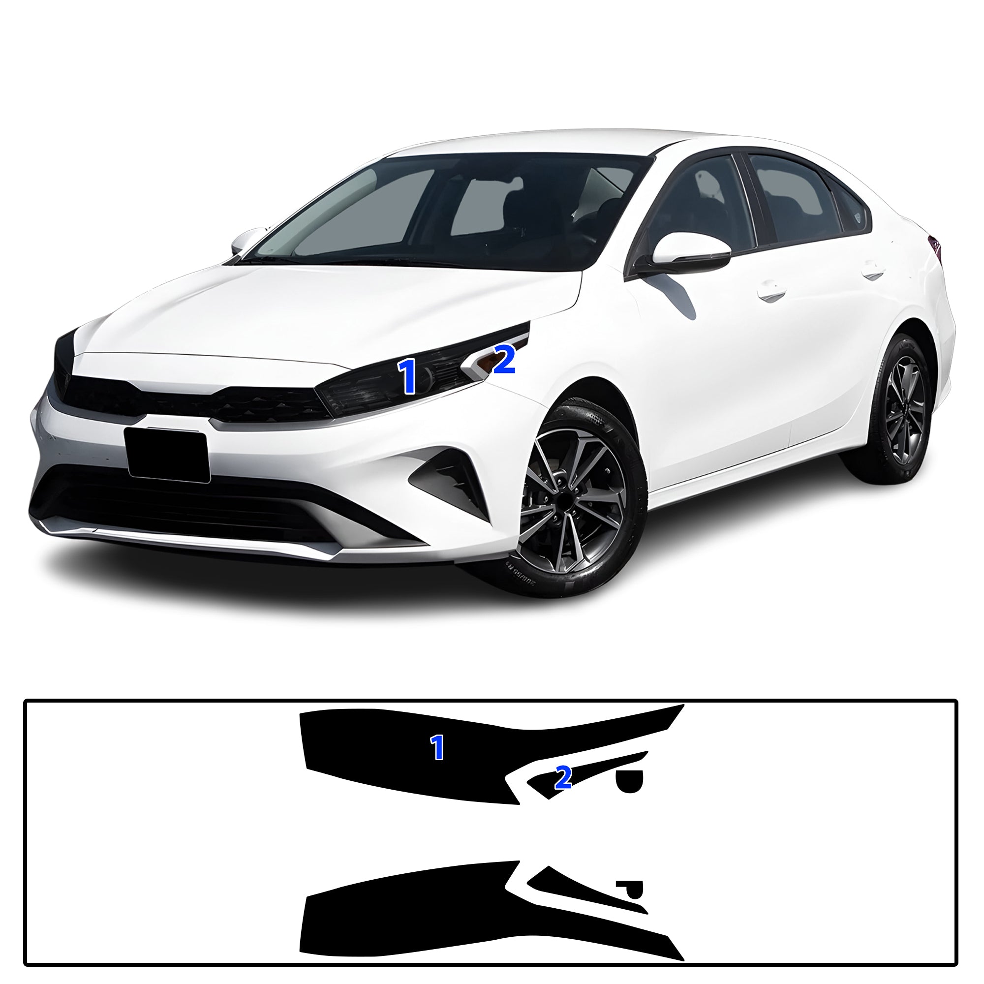 KIA Forte 2022–2024 Dark Smoke Headlight & Taillight Tint Kit – Precut Vinyl Lens Overlays
