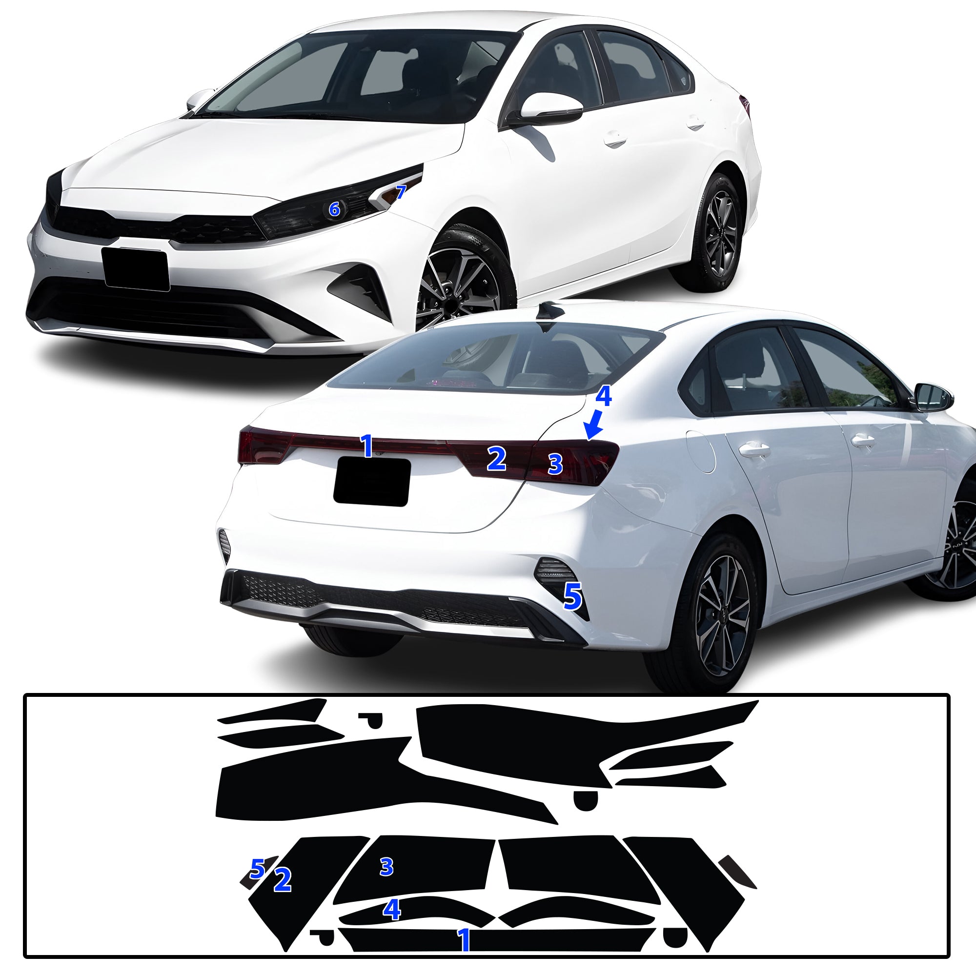 Full Headlight Taillight Precut Smoked PPF Tint Kit Film Overlay Fits Kia Forte 2019-2024