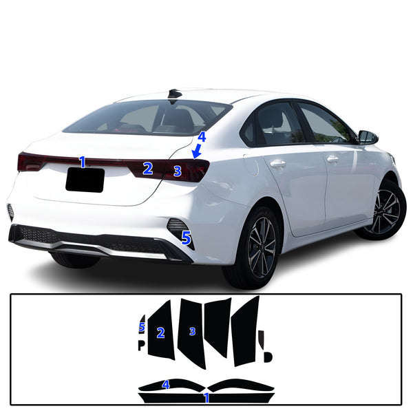 Full Headlight Taillight Precut Smoked PPF Tint Kit Film Overlay Fits Kia Forte 2019-2024