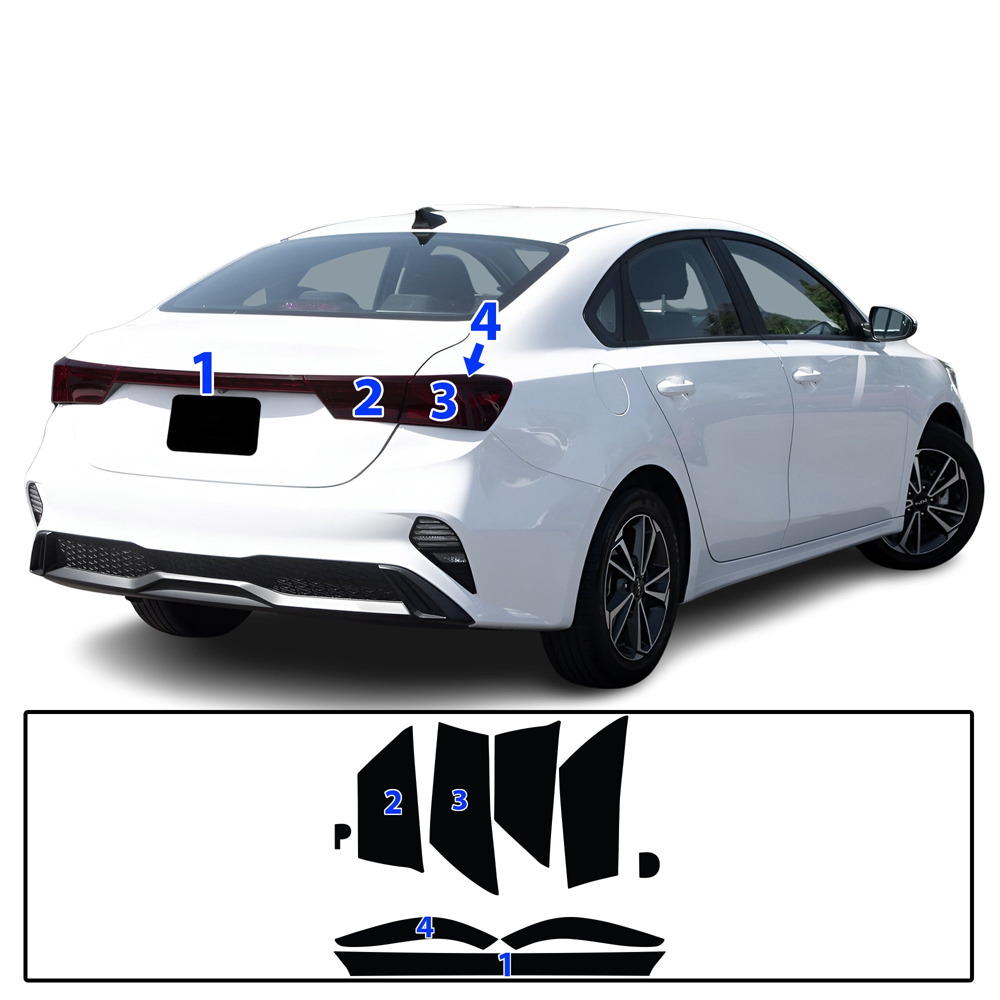 KIA Forte 2022–2024 Dark Smoke Headlight & Taillight Tint Kit – Precut Vinyl Lens Overlays