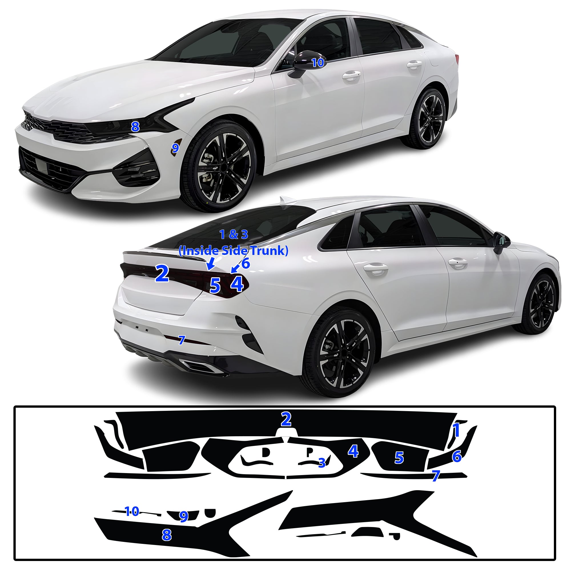 Headlight Taillight Precut Smoked PPF Tint Kit Film Overlay Fits Kia K5 2021-2024