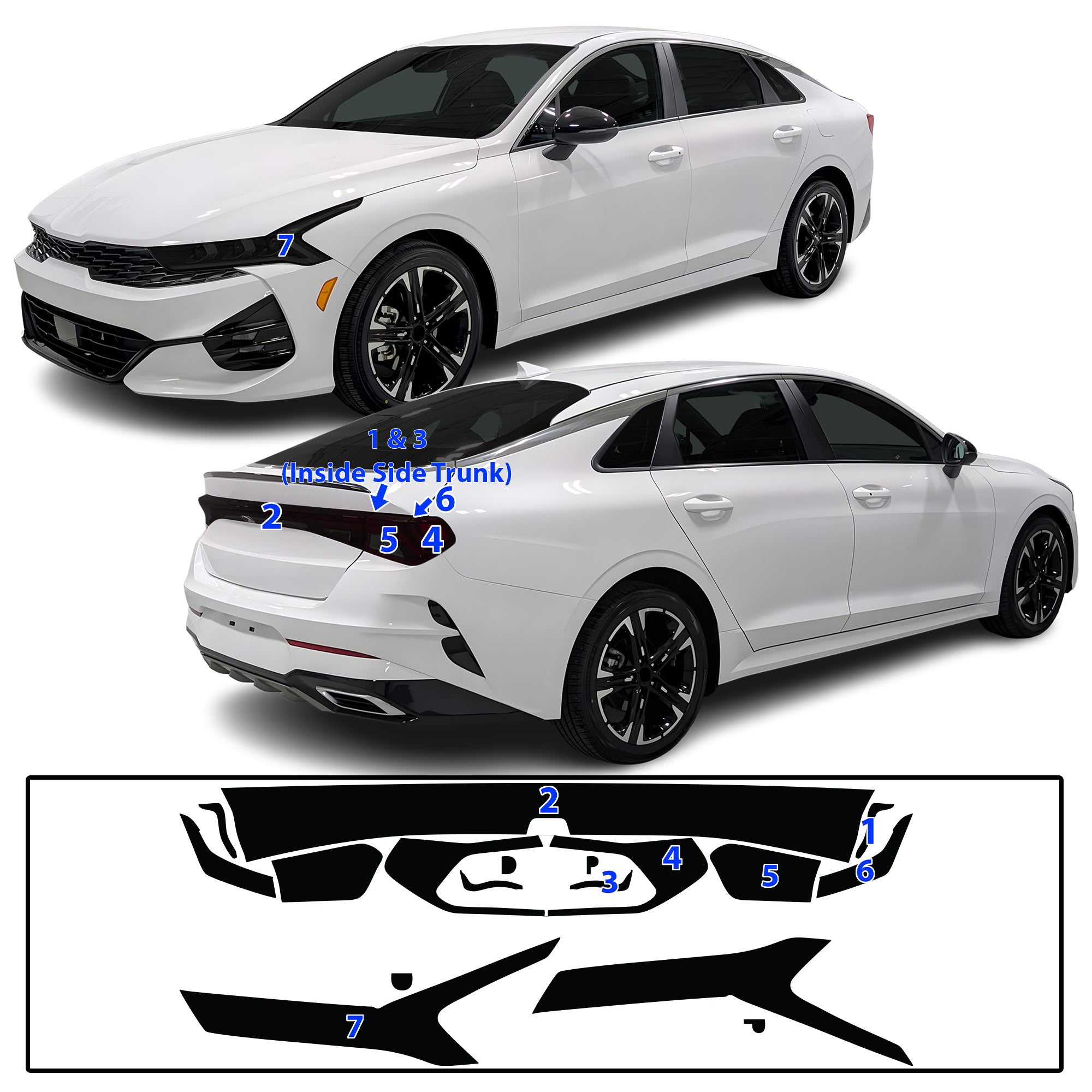 KIA K5 2021–2024 Dark Smoke Headlight & Taillight Tint Kit – Precut Vinyl Lens Overlays
