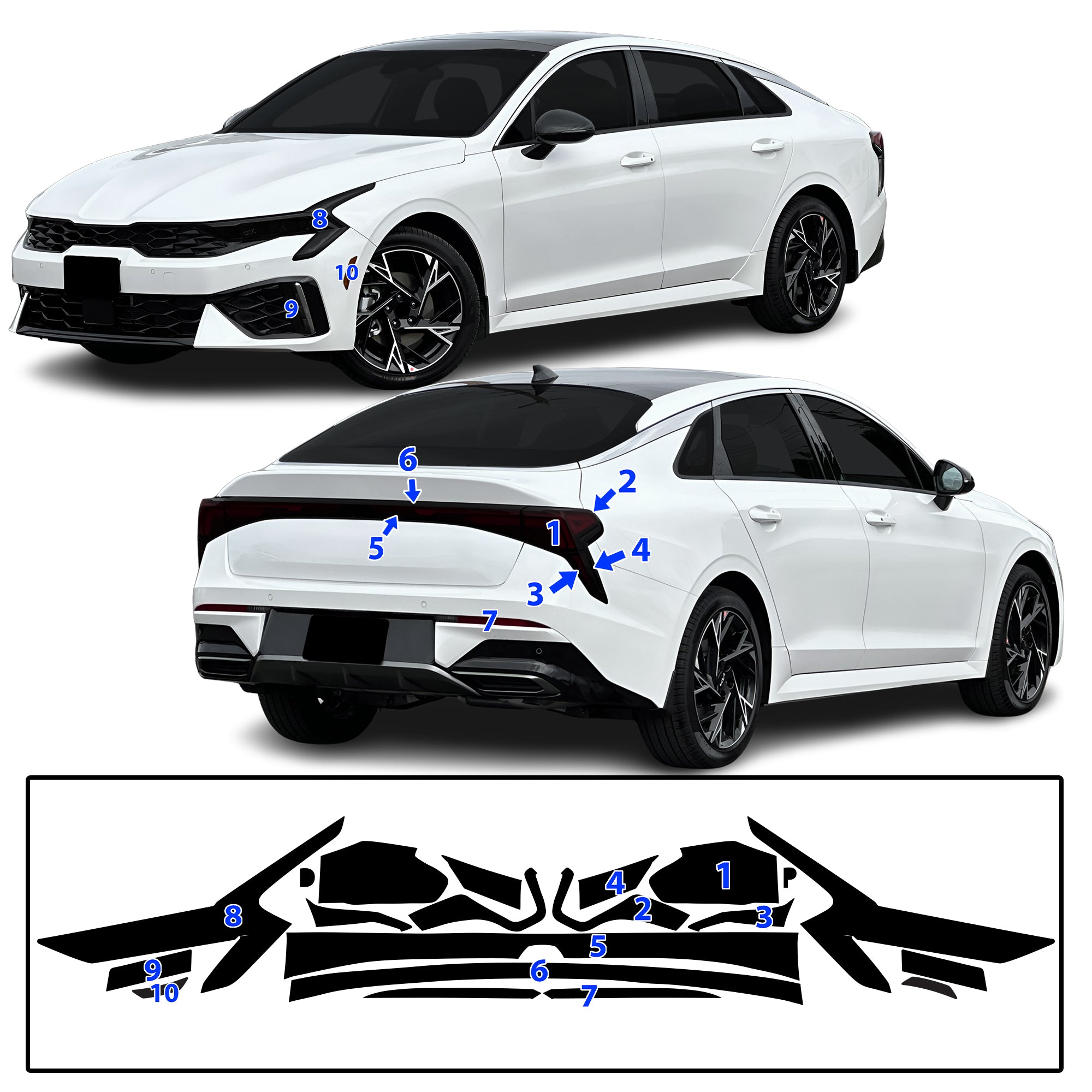 Fits KIA K5 2025-2026 Full Headlight Taillight Precut Smoked PPF Tint Kit Film Overlay