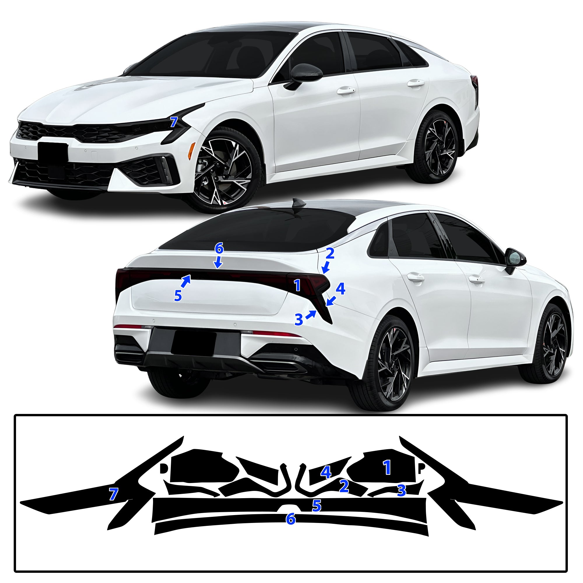 KIA K5 2025–2027 Dark Smoke Headlight & Taillight Tint Kit – Precut Vinyl Lens Overlays