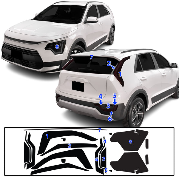 Full Headlight Taillight Precut Smoked PPF Tint Kit Film Overlay Fits Kia Niro 2023-2025