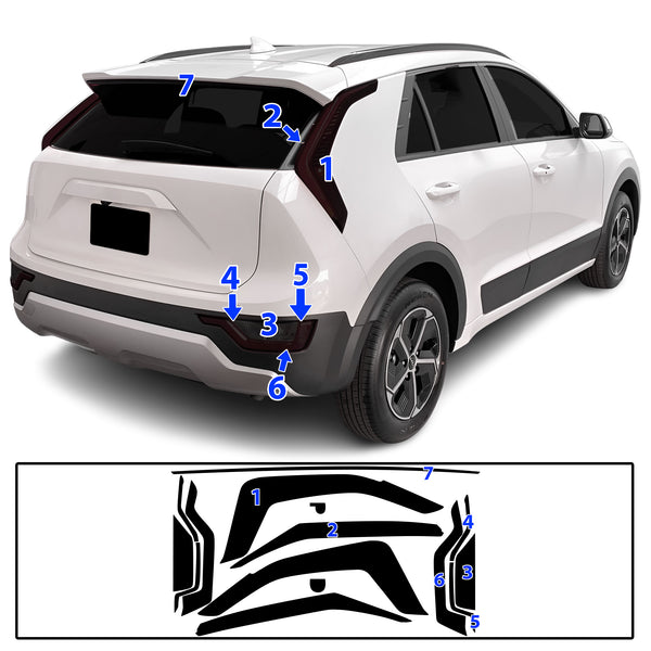 Full Headlight Taillight Precut Smoked PPF Tint Kit Film Overlay Fits Kia Niro 2023-2025