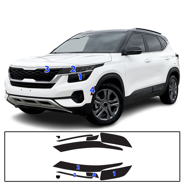 Full Headlight Taillight Precut Smoked PPF Tint Kit Film Overlay Fits Kia Seltos 2021-2023