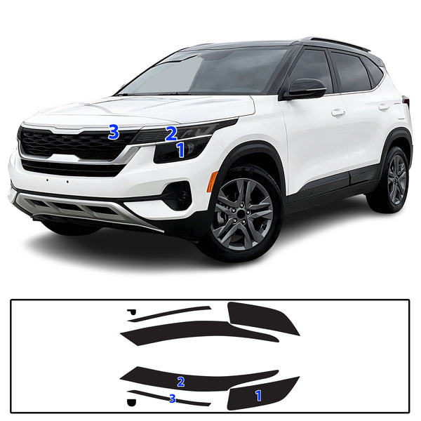 Full Headlight Taillight Precut Smoked PPF Tint Kit Film Overlay Fits Kia Seltos 2021-2023