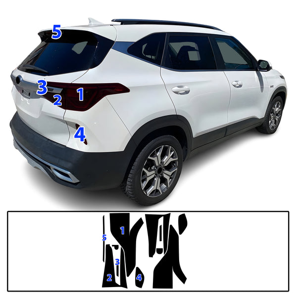 Full Headlight Taillight Precut Smoked PPF Tint Kit Film Overlay Fits Kia Seltos 2021-2023