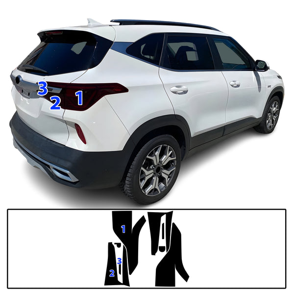 Full Headlight Taillight Precut Smoked PPF Tint Kit Film Overlay Fits Kia Seltos 2021-2023
