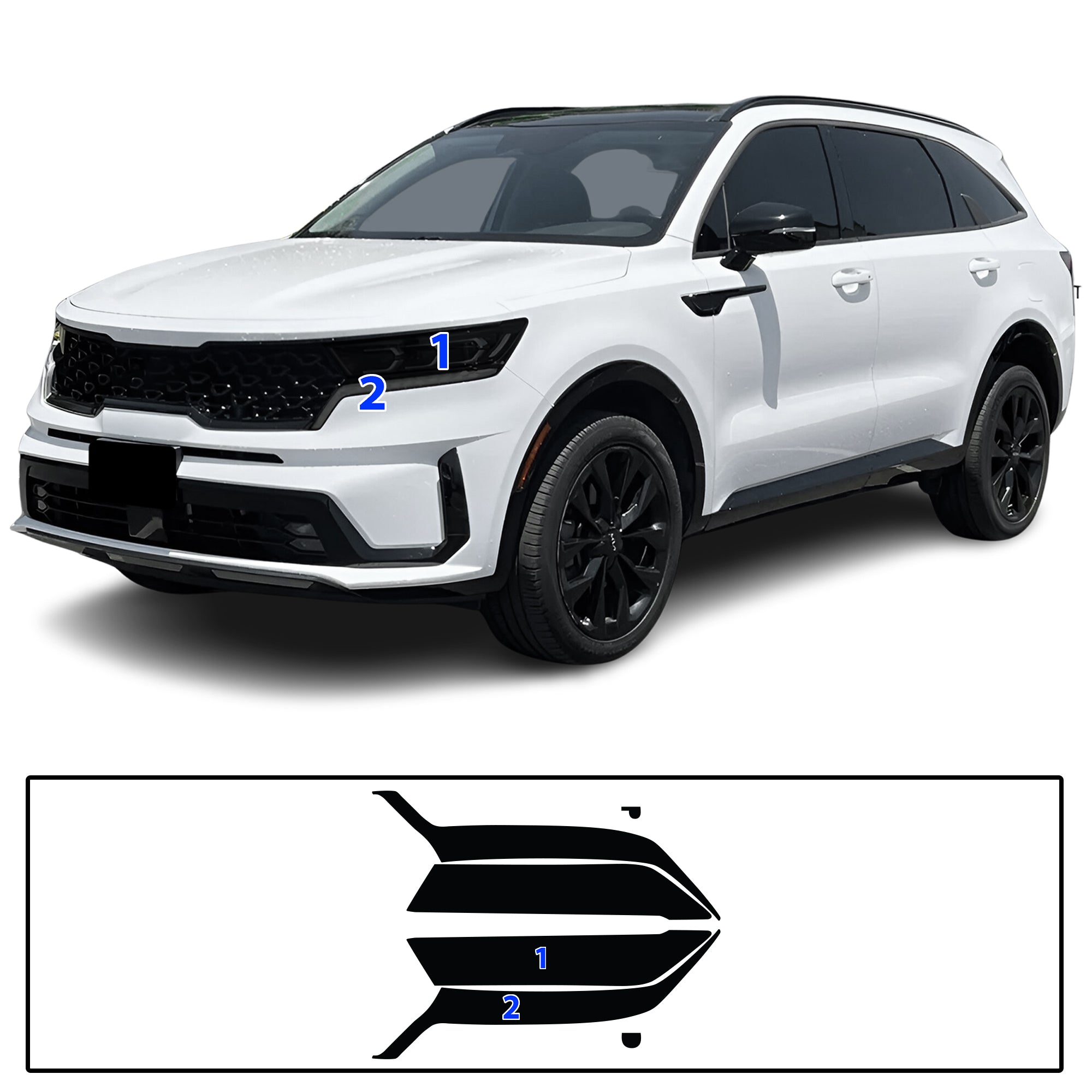 KIA Sorento 2021–2023 Dark Smoke Headlight & Taillight Tint Kit – Precut Vinyl Lens Overlays