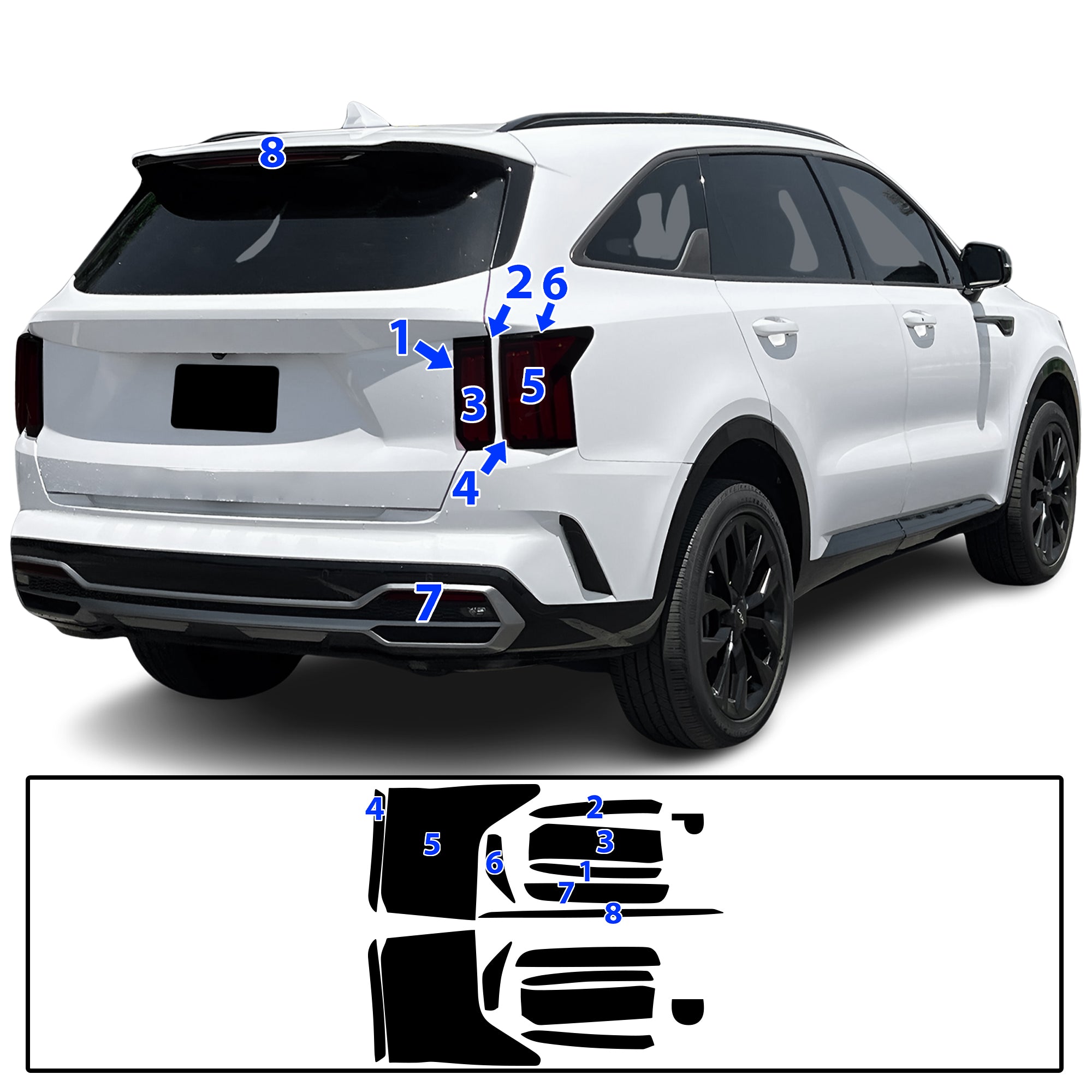 KIA Sorento 2021–2023 Dark Smoke Headlight & Taillight Tint Kit – Precut Vinyl Lens Overlays
