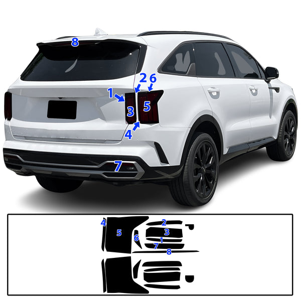 Full Headlight Taillight Precut Smoked PPF Tint Kit Film Overlay Fits Kia Sorento 2021-2023