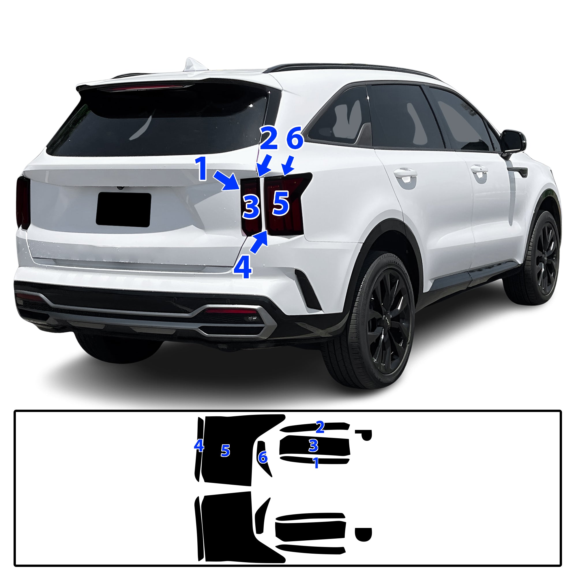 KIA Sorento 2021–2023 Dark Smoke Headlight & Taillight Tint Kit – Precut Vinyl Lens Overlays
