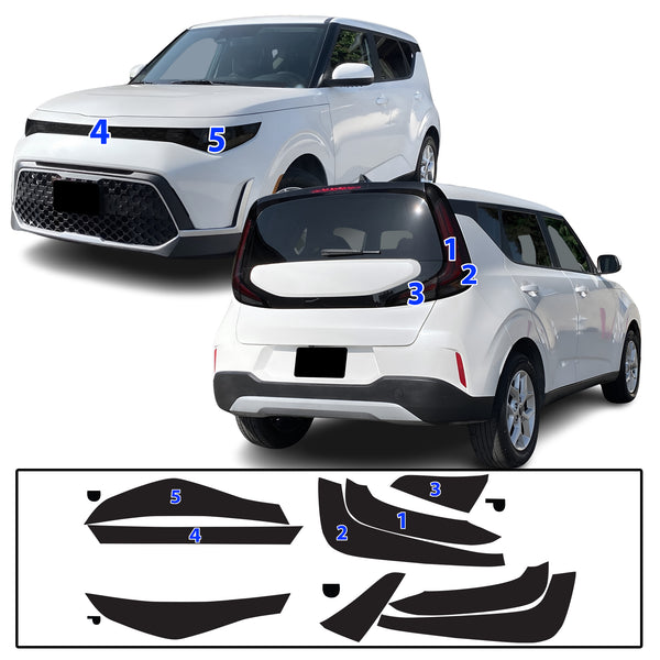 Full Headlight Taillight Precut Smoked PPF Tint Kit Film Overlay Fits Kia Soul 2023-2025