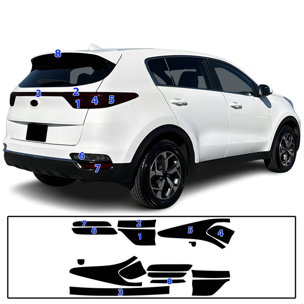 Full Headlight Taillight Precut Smoked PPF Tint Kit Film Overlay Fits Kia Sportage 2017-2022