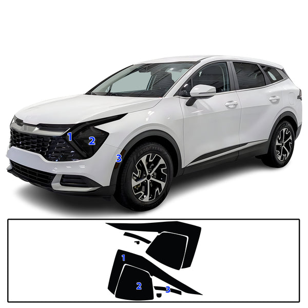 KIA Sportage 2023–2025 Dark Smoke Headlight & Taillight Tint Kit – Precut Vinyl Lens Overlays