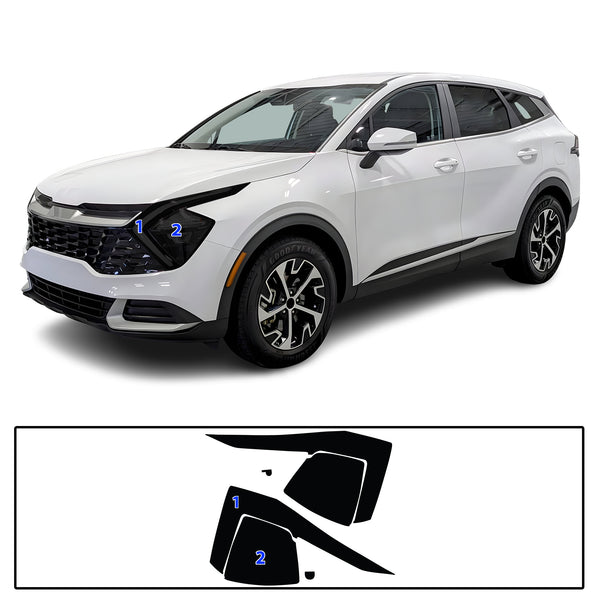 KIA Sportage 2023–2025 Dark Smoke Headlight & Taillight Tint Kit – Precut Vinyl Lens Overlays
