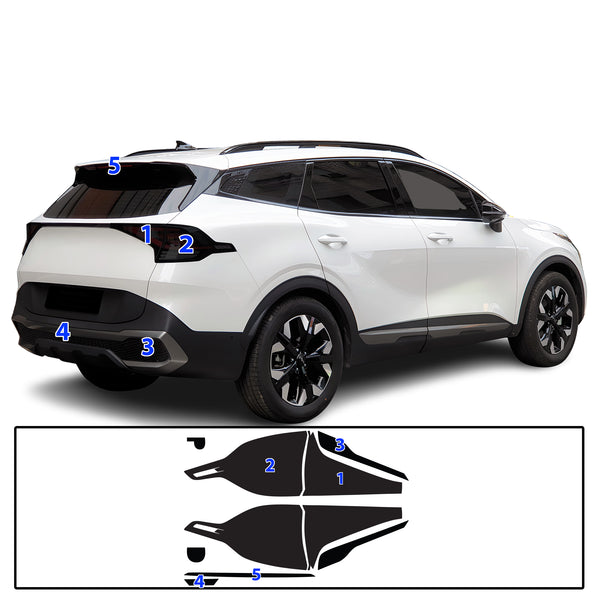 KIA Sportage 2023–2025 Dark Smoke Headlight & Taillight Tint Kit – Precut Vinyl Lens Overlays