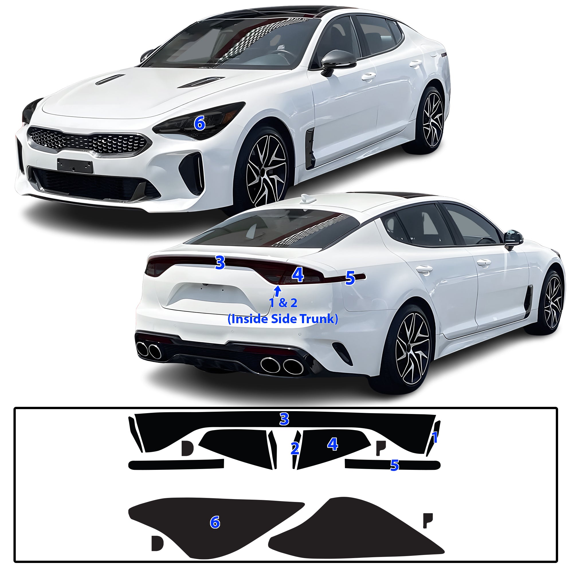 Headlight Taillight Precut Smoked PPF Tint Kit Film Overlay Fits Kia Stinger 2018-2024