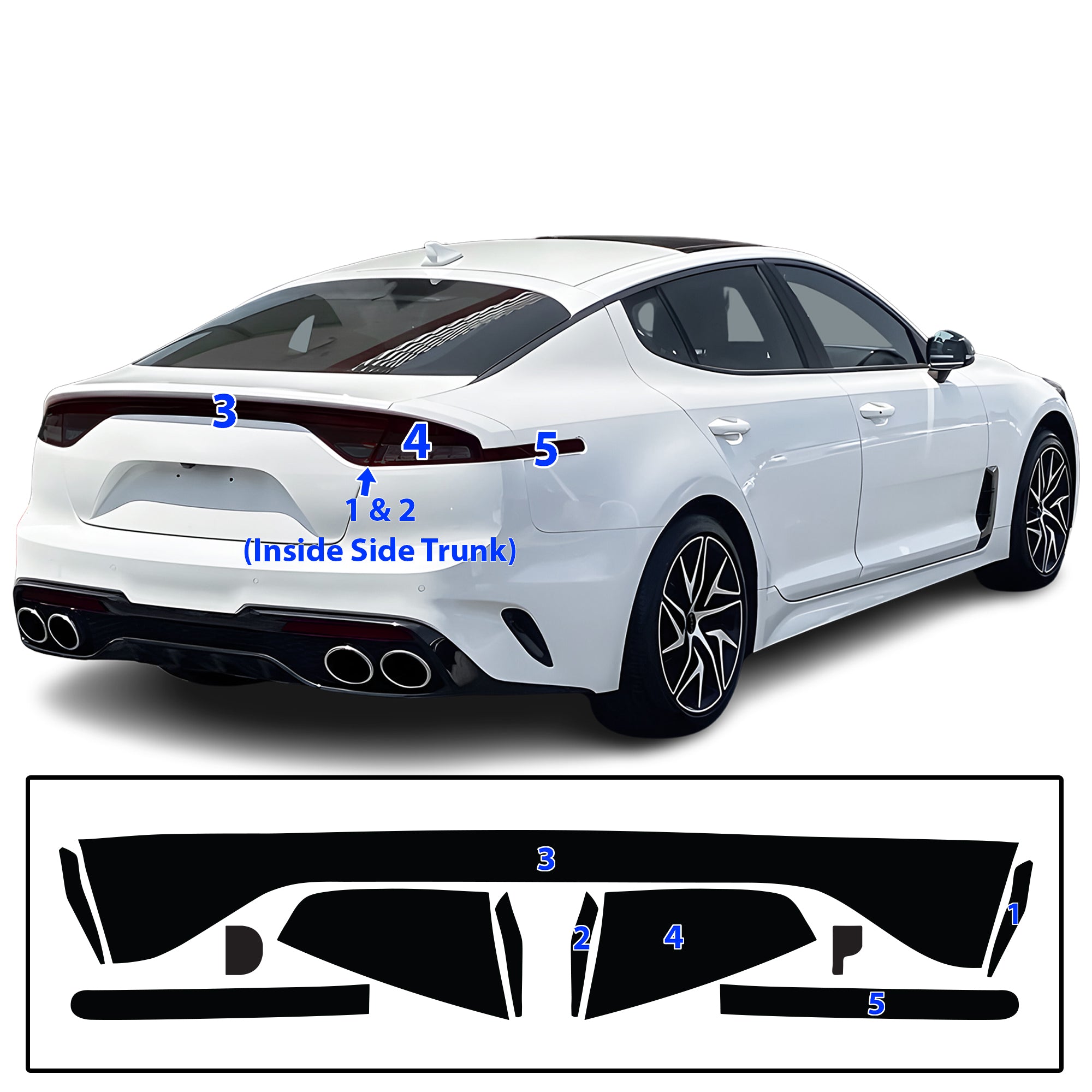 Headlight Taillight Precut Smoked PPF Tint Kit Film Overlay Fits Kia Stinger 2018-2024