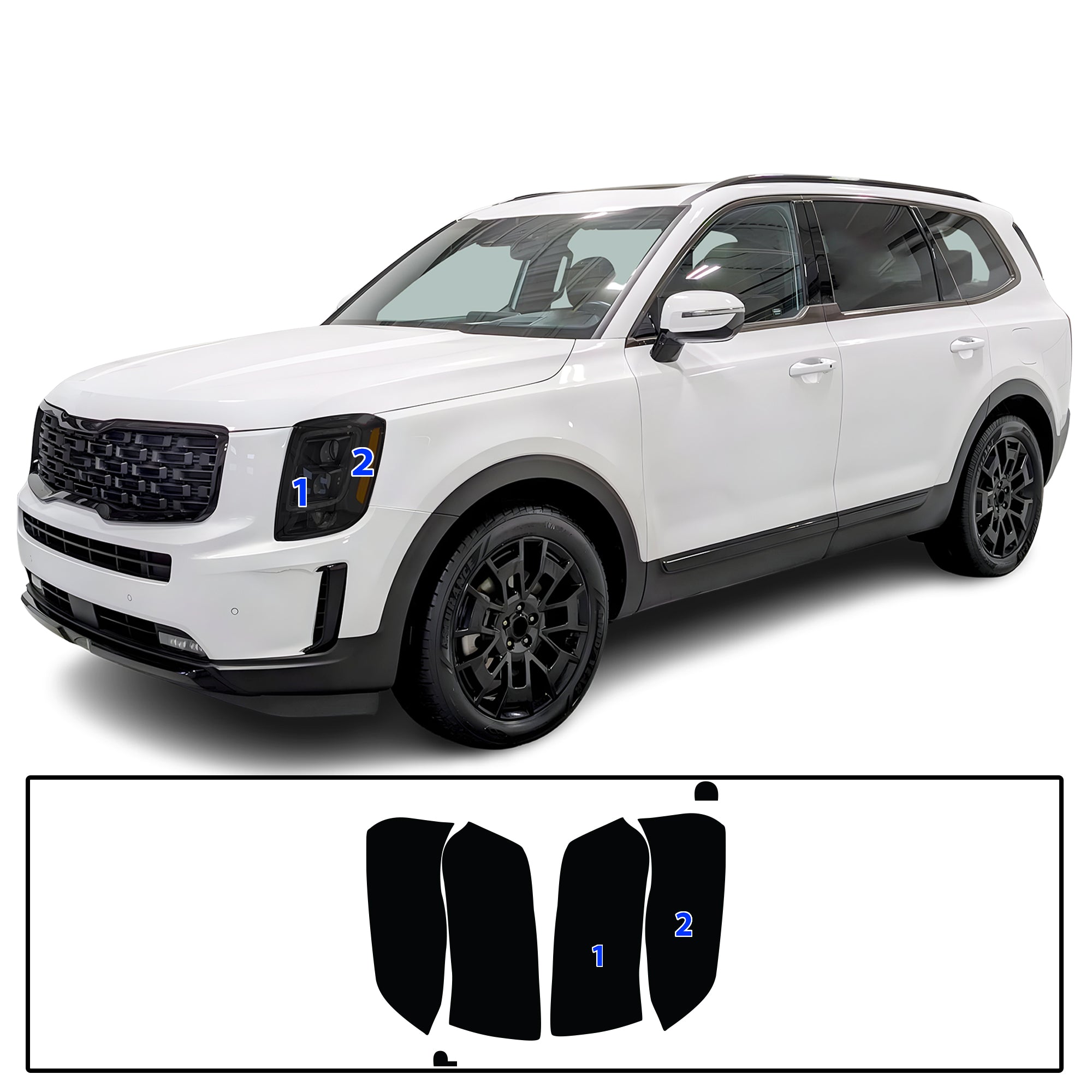 Full Headlight Taillight Precut Smoked PPF Tint Kit Film Overlay Fits Kia Telluride 2020-2025