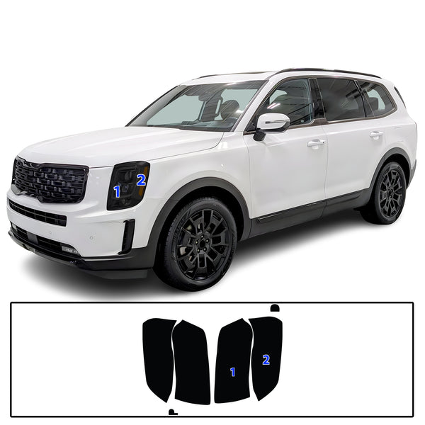 Full Headlight Taillight Precut Smoked PPF Tint Kit Film Overlay Fits Kia Telluride 2020-2025
