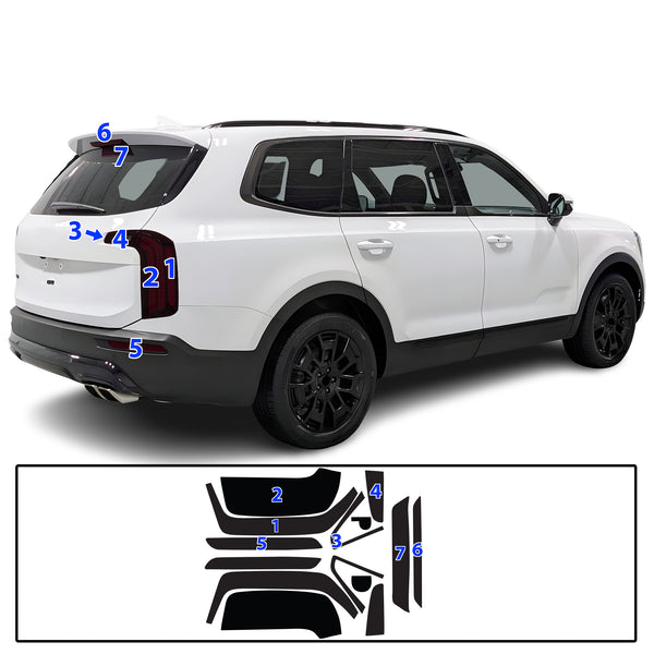 Full Headlight Taillight Precut Smoked PPF Tint Kit Film Overlay Fits Kia Telluride 2020-2025