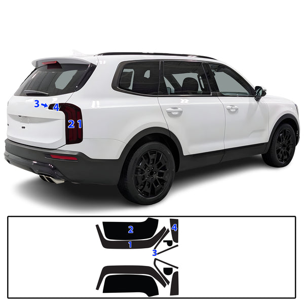Full Headlight Taillight Precut Smoked PPF Tint Kit Film Overlay Fits Kia Telluride 2020-2025
