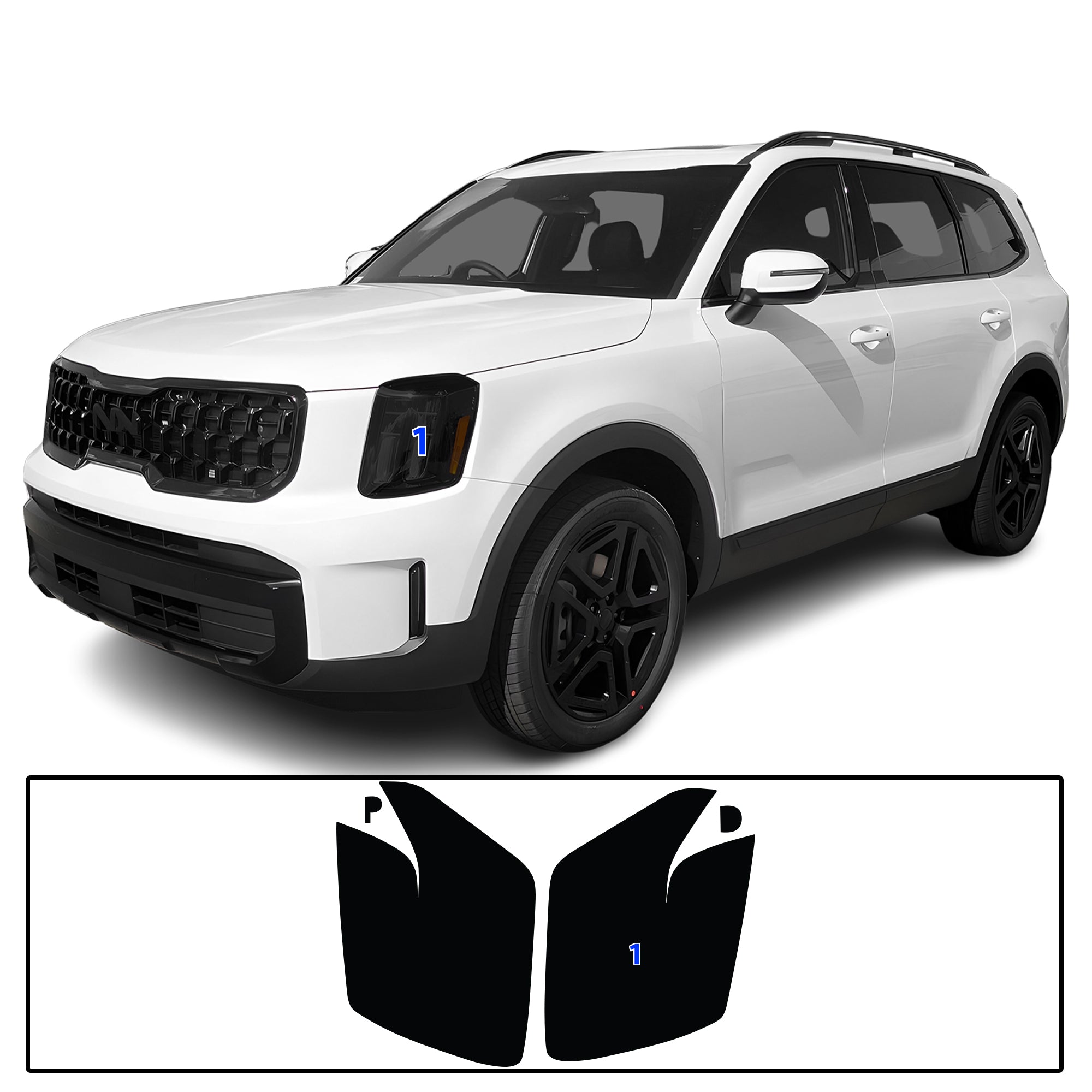 Full Headlight Taillight Precut Smoked PPF Tint Kit Film Overlay Fits Kia Telluride 2020-2025