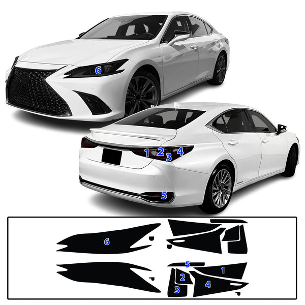 Full Headlight Taillight Precut Smoked PPF Tint Kit Film Overlay Fits Lexus ES 2019-2025