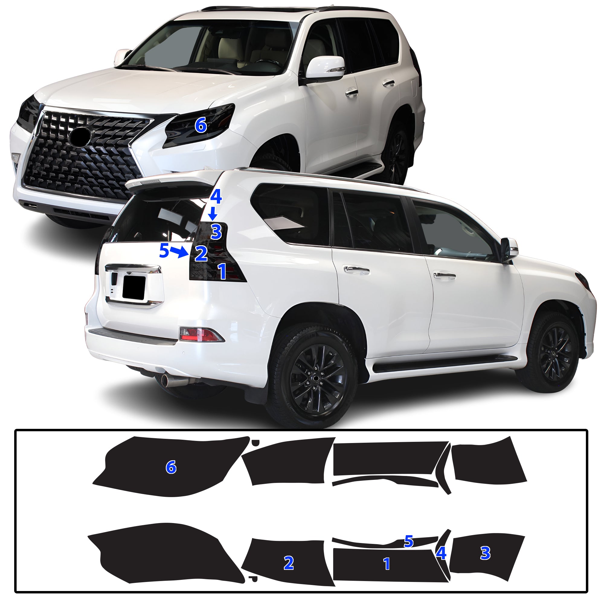 Lexus GX 2014–2023 Dark Smoke Headlight & Taillight Tint Kit – Precut Vinyl Lens Overlays