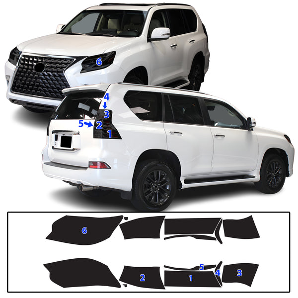 Full Headlight Taillight Precut Smoked PPF Tint Kit Film Overlay Fits Lexus GX 2010-2023