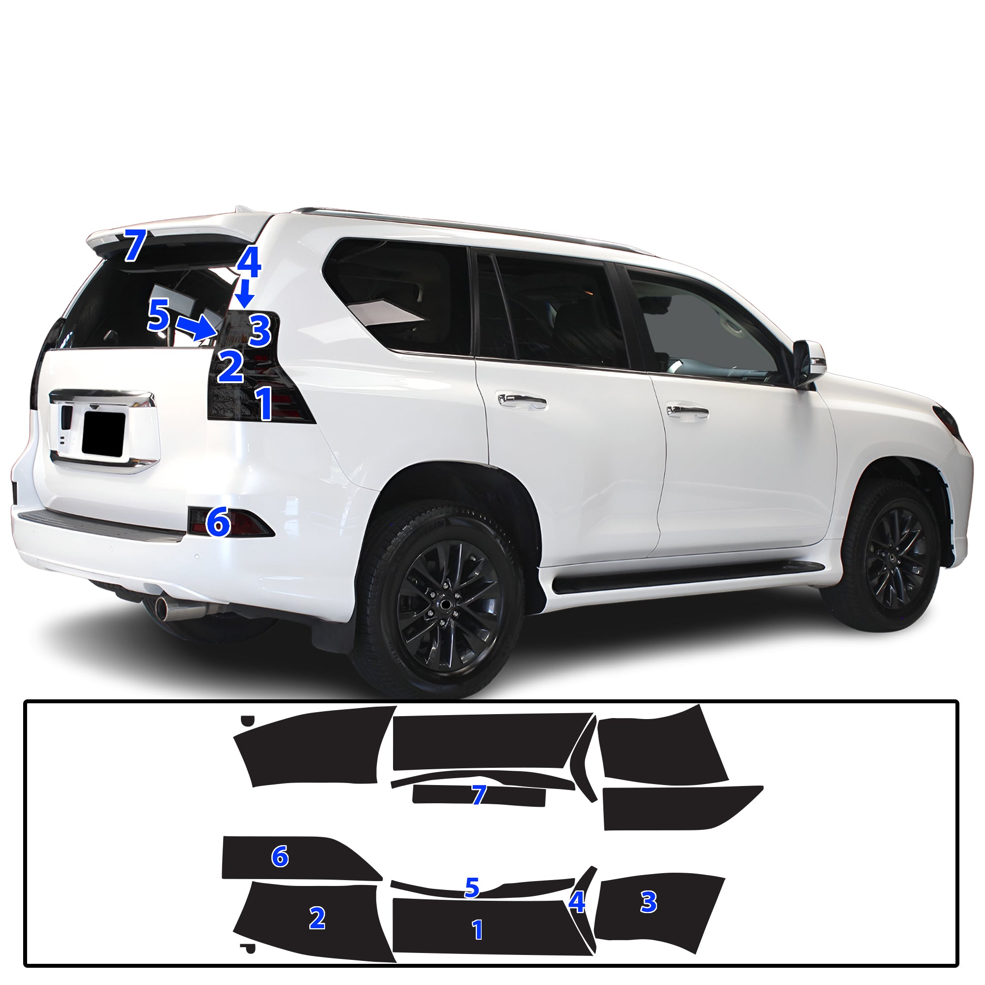 Lexus GX 2014–2023 Dark Smoke Headlight & Taillight Tint Kit – Precut Vinyl Lens Overlays