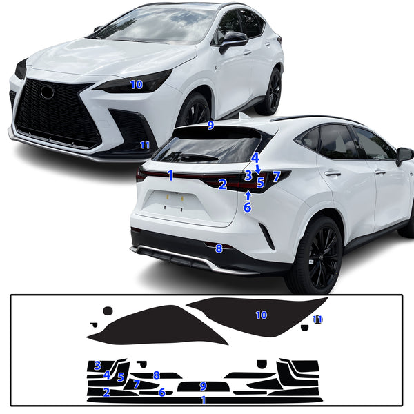 Full Headlight Taillight Precut Smoked PPF Tint Kit Film Overlay Fits Lexus NX 2022-2025