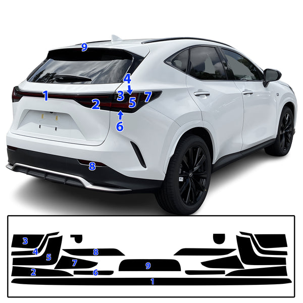 Full Headlight Taillight Precut Smoked PPF Tint Kit Film Overlay Fits Lexus NX 2022-2025