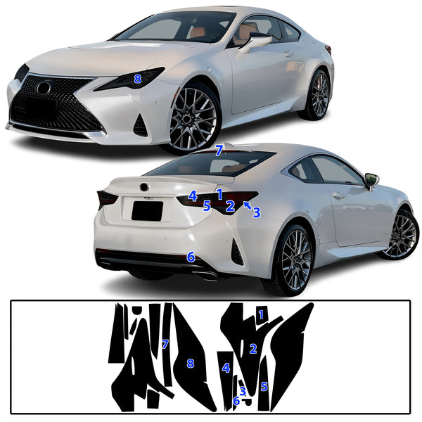 Full Headlight Taillight Precut Smoked PPF Tint Kit Film Overlay Fits Lexus RC 2019-2025