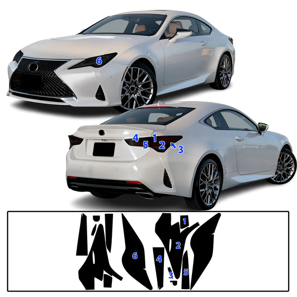 Full Headlight Taillight Precut Smoked PPF Tint Kit Film Overlay Fits Lexus RC 2019-2025