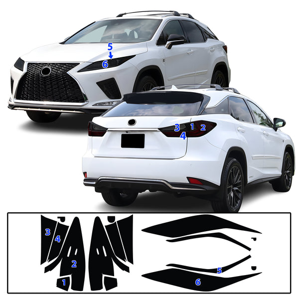 Full Headlight Taillight Precut Smoked PPF Tint Kit Film Overlay Fits Lexus RX 2016-2022