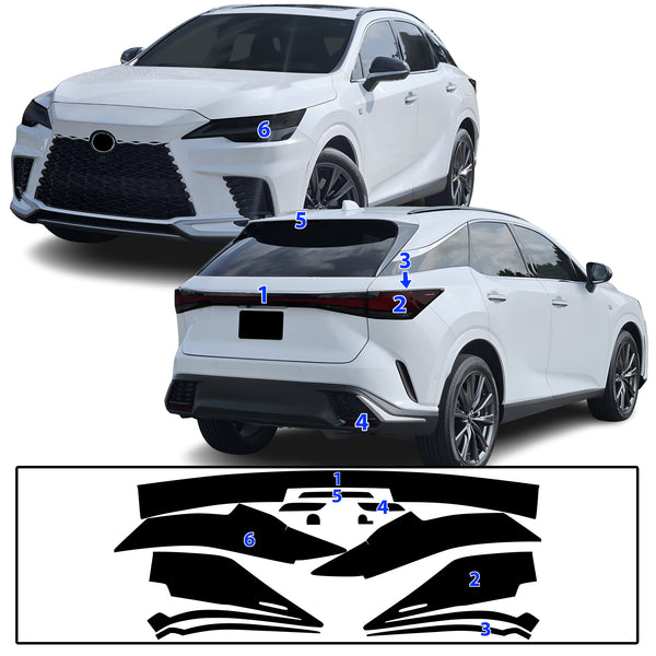 Full Headlight Taillight Precut Smoked PPF Tint Kit Film Overlay Fits Lexus RX 2023-2025