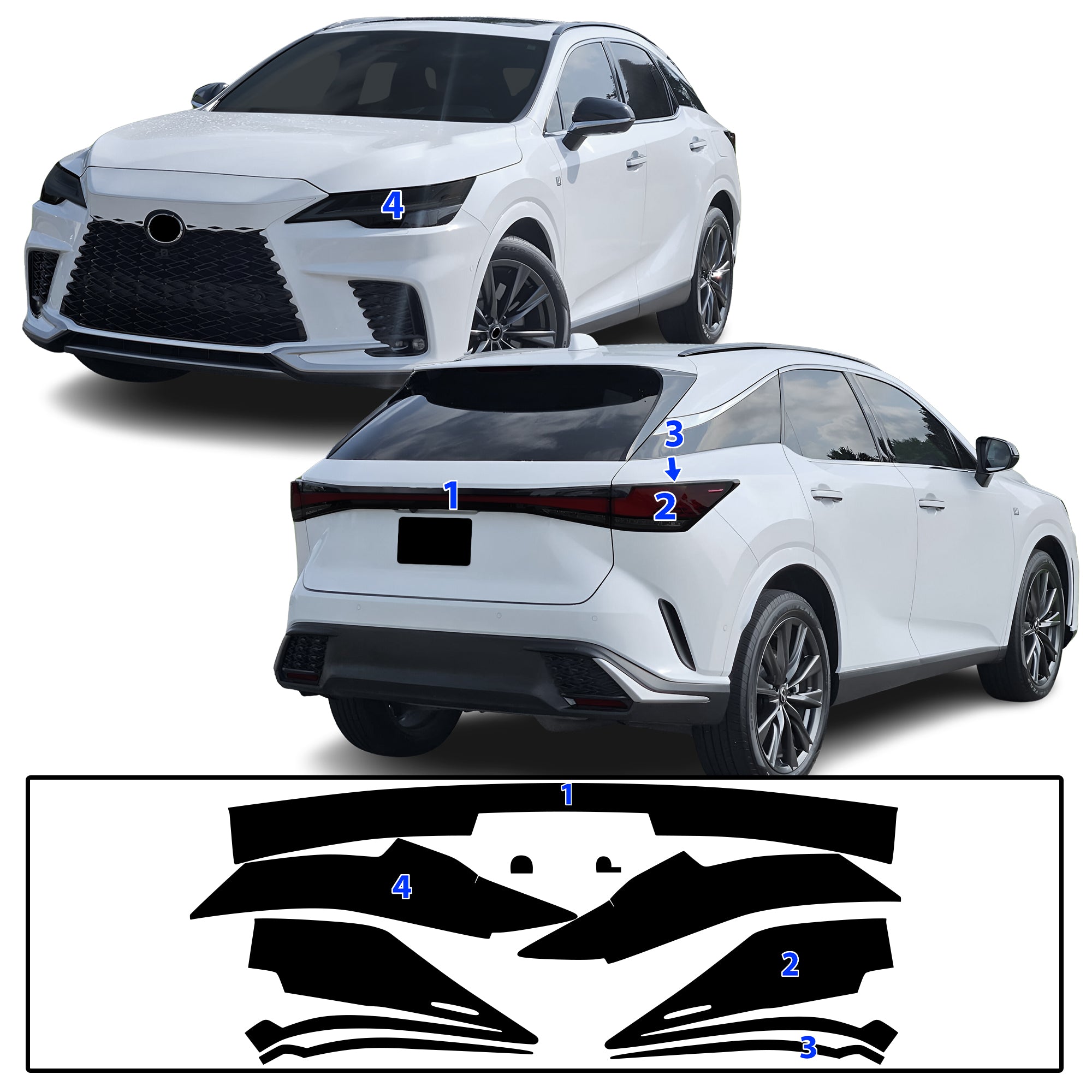 Lexus RX 2023–2026 Dark Smoke Headlight & Taillight Tint Kit